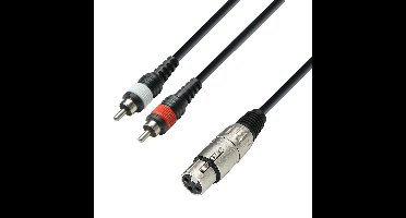 Adam Hall 3 Star YFCC 0100 verloopkabel 1x XLR female naar 2x RCA 1m