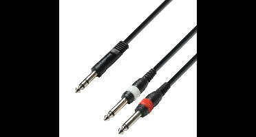 Adam Hall 3 Star YVPP 0100 verloopkabel 1x stereo jack naar 2x mono jack 1m