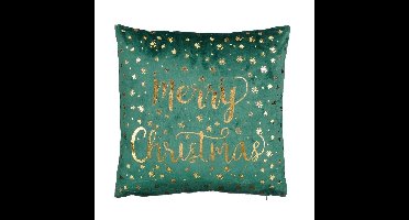 Kussen Merry Christmas 40x40x10 cm Groen