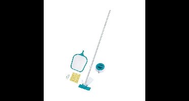 Zwembadreinigingsset tot 3,96 m - Bestway - Aquaclear - schepnet, drijver, stofzuiger, teststrip, reparatiepatch