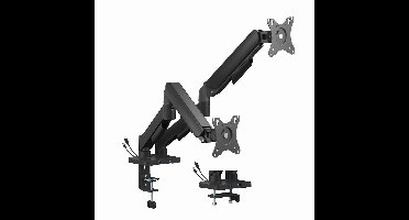Gembird MA-DA2U-01 Verstelbare bureau-montagearm voor 2 beeldschermen met USB-poorten, 17"-32", zwart