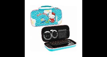 Bescherm- en draagtas voor Nintendo Switch 2-console - Konixt Hello Kitty - Opbergnet voor accessoires - Theemotief - Blauw