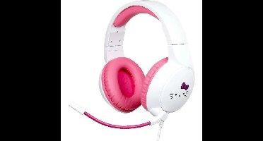 Konix bedrade circumaurale gamingheadset - Compatibel met pc, PS5, Switch 2 en Xbox - Hello Kitty-design - Microfoon - 1,5 m kabel - Wit en roze