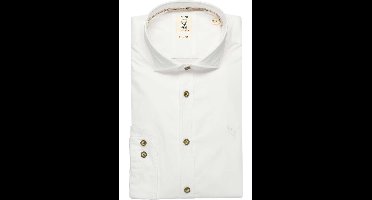 Pure Slim Fit Traditioneel overhemd wit, Effen