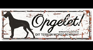 D&D Waakbord Deense Dog Opgelet Wit