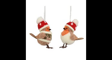 Decoris Kersthanger Vogel wol 11,5cm