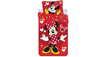 Disney Minnie Mouse Dekbedovertrek hearts - 140 x 200 cm - Katoen rood