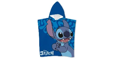 Stitch poncho blauw 55 x 110 cm - polyester