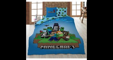 Minecraft Dekbedovertrek Steve en Alex - 135 x 200 cm (Duitse maat) - 80 x 80 cm - Polykatoen