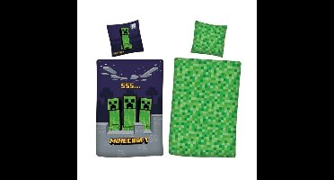 Minecraft Dekbedovertrek Creeper SSS - 135 x 200 cm (Duitse maat) - 80 x 80 cm - Polykatoen