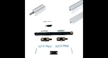 Xperta set 6m rail - Wit - wand z. vloerpl. - Dubbele deur - Deurdikte 50-55mm - Dubbele softclose - opbouw