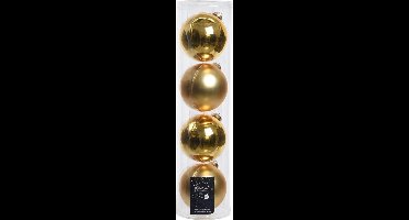 4 kerstballen licht goud glans 100 mm