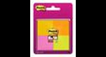 Post-it® Super Sticky Notes, Sprankelende kleuren, 47,6 x 47,6 mm -neon geel, neon roze, neon oranje, neon groen, 4 blokken