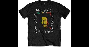 Bob Marley - Rasta Scratch Heren T-shirt - S - Zwart