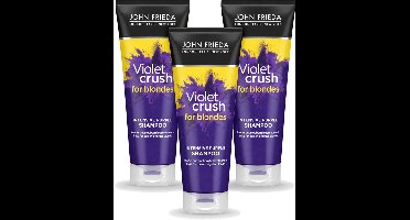 3 x John Frieda – Shampoo – Sheer Blonde Violet Crush Intensive Purple – Tegen gele ondertonen – 250 ml - Voordeelverpakking - 3 stuks