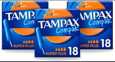 3 x Tampax Compak – Tampons – Super Plus - Bulkverpakking - 3 stuks
