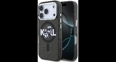 Karl Lagerfeld Back Cover Case - iPhone 17 Pro - Black - MagSafe-compatibel - Glitter K&C Sketch Logo