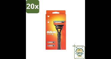 20 x Gillette - Fusion 5 - Scheermesje - Ergonomisch ontwerp - 2 Extra Navulmesjes - Grootverpakking - Scheerapparaat - Scheren - Scherpe Mesjes - Navulmesjes - Glad Scheren
