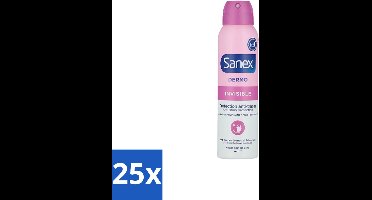 25 x Sanex – Deodorant Spray – Dermo Invisible – 150 ml - Onzezichtbare Deodorant - Deodorant Spray - Transpiratieregulatie - Huidbescherming - Strepenvoorkomend