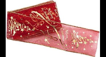 Rood lint met kerstmotieven