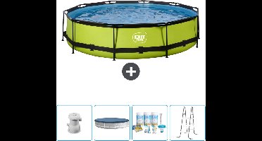 EXIT Rond Lime Frame Zwembad - 360 x 76 cm - Inclusief Pomp Afdekzeil - Onderhoudspakket - Ladder - Nu extra voordelig