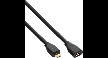 Premium USB Micro B naar USB Micro B verlengkabel - USB2.0 - tot 2A / zwart - 2 meter