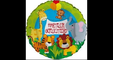 Folieballon Jungle Hartelijk gefeliciteerd 43 cm