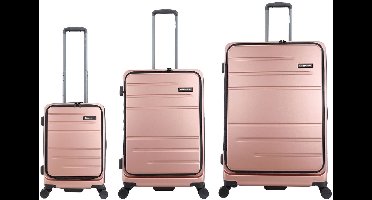 Discovery - Patrol | 3-Delig Polycarbonaat Kofferset met front opening - Roze - Roze / Set