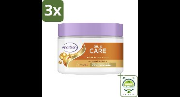 3 x Andrélon – Crème Haarmasker – Oil & Care – 300 ml - Grootverpakking - Haarmasker - Droog Haar - Pluisvrij Haar - Gezond Haar - Glanzend Haar