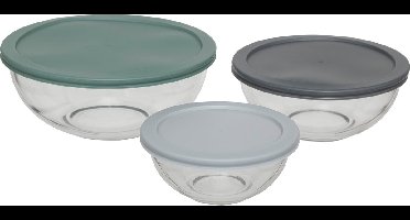 5Five Glazen Voorraaddozen - Set van 3 stuks - Ø23xH9cm - Multi