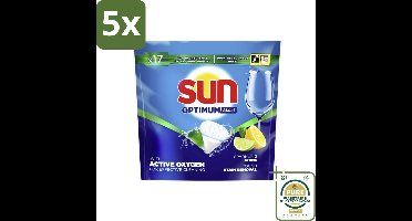 5 x Sun - Vaatwascapsules - Citroen - 17 capsules - Grootverpakking - Vaatwasmiddel - Vaatwascapsules - Citroen - Reinigingsmiddel - Vaatwasser