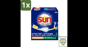 1 x Sun Classic - Vaatwastabletten - Voordeelverpakking - Citroen - 60 Tabletten- Vaatwastabletten - Citroengeur - Vaatwasser - Fosfaatvrije - Milieuvriendelijk