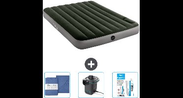 Intex Luchtbed - Twijfelaar - 137 x 191 x 25 cm - Groen - Inclusief Hoeslaken - Pomp en Reparatieset