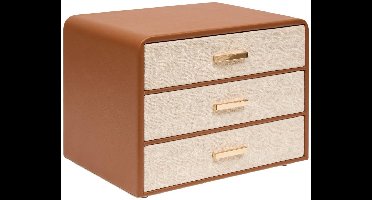 Rechthoekige whisky-kist met 3 lades, 19 x 25 cm, oranje