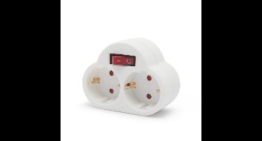 2-Voudige Wandstekkerdoos Met Schakelaar En Randaarde – Wandverdeler Met 2 Stopcontacten – Geaard, Kinderveilig En Compact – Witte Stekkeradapter Voor Thuis En Kantoor – 16A, 250V [05684]