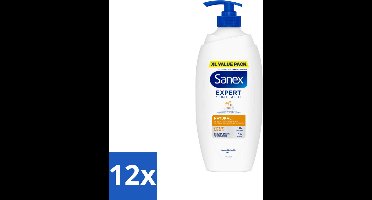 12 x Sanex – Douchecrème – Expert Skin Health Naturals – 750 ml - Gevoelige Huid - Huidverzorging - Douchecrème - Hydratatie - Pre- En Postbiotica