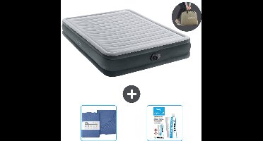 Intex Luchtbed - 2-Persoons - 152 x 203 x 33 cm - Grijs - Inclusief pomp - Hoeslaken en Reparatieset