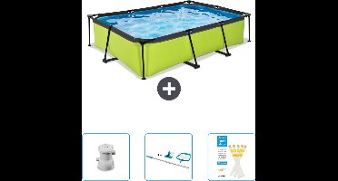 EXIT Rechthoekig Lime Frame Zwembad - 300 x 200 x 65 cm - Inclusief Pomp - Schoonmaakset - Testrips - Nu extra voordelig