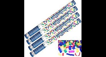 Confetti kanon - Party Popper - Shooter - 60cm - mix gekleurd papier - 4 Stuks
