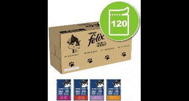 FELIX kattenvoer nat in gelei - variëteiten mix - voordeelverpakking van 120 (120 x 85 g) Merk - Felix