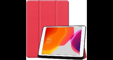 Hoesje geschikt voor Apple iPad 10.2 magnetische Wallet case /flipcase stand/ hardcover achterzijde/ smart cover kleur Rood