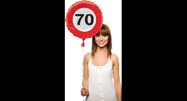 Folat - Folieballon - Verkeersbord - 70 jaar - Zonder vulling - 45cm
