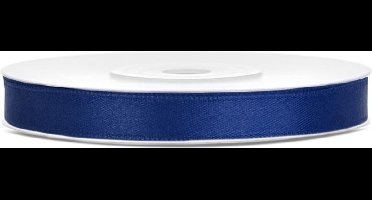 Satijn lint donkerblauw, 6 mm, rol circa 25m