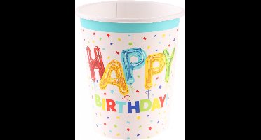 Haza Original Feestbekers Happy Balloon Birthday 25cl 8 Stuks