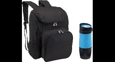Picknickmand Backpack met thermosbeker blauw