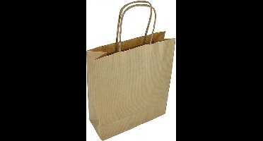 Papieren draagtas - 18+8x24 cm - Gedraaid koord  - bruin - 100 stuks
