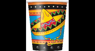 8 kartonnen Mexicaanse bekers - Feestdecoratievoorwerp