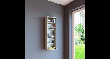 Houten CD DVD wandplank Hangende plank Wandkast Wandvitrinekast Loposa glazen deur