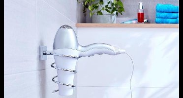 tesa föhnhouder Ekkro chroom verchroomd metaal zelfklevend zonder boren – 129x97x163mm