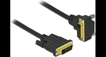 DVI-D Dual Link monitor kabel - 1x haaks - verguld / zwart - 2 meter